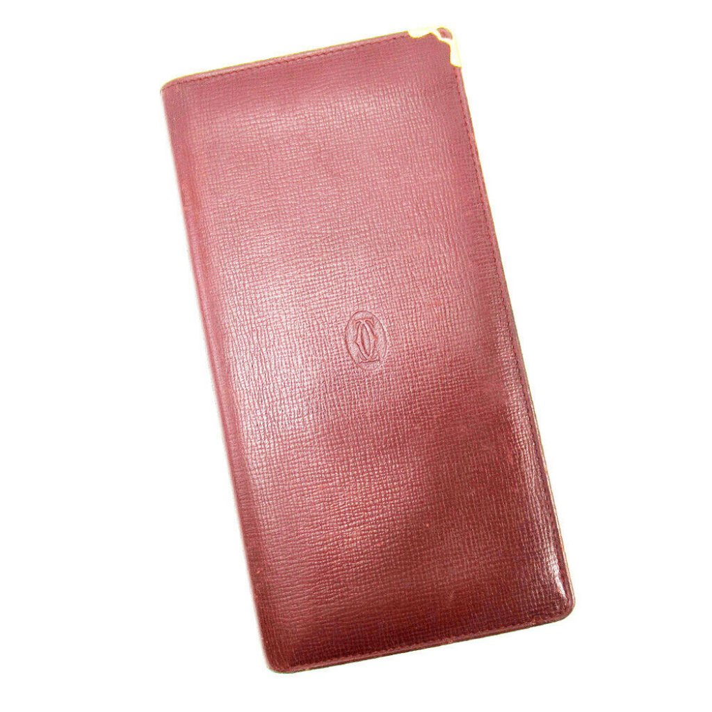 Auth Cartier Chief Bill Compartment Must Line Bordeaux Leather Auth T17257